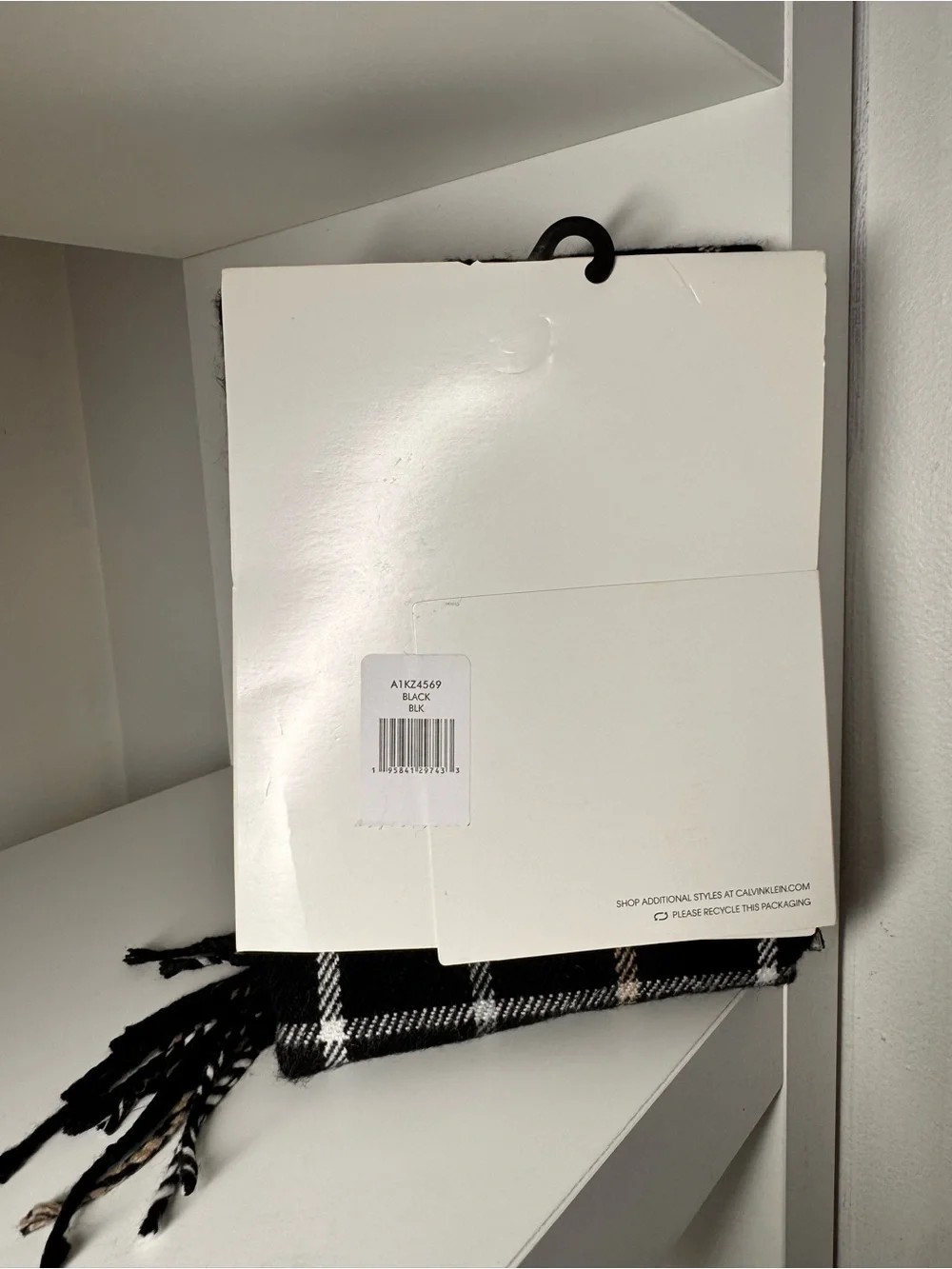 Calvin Klein Black Plaid Scarf and Touchscreen Gloves Set